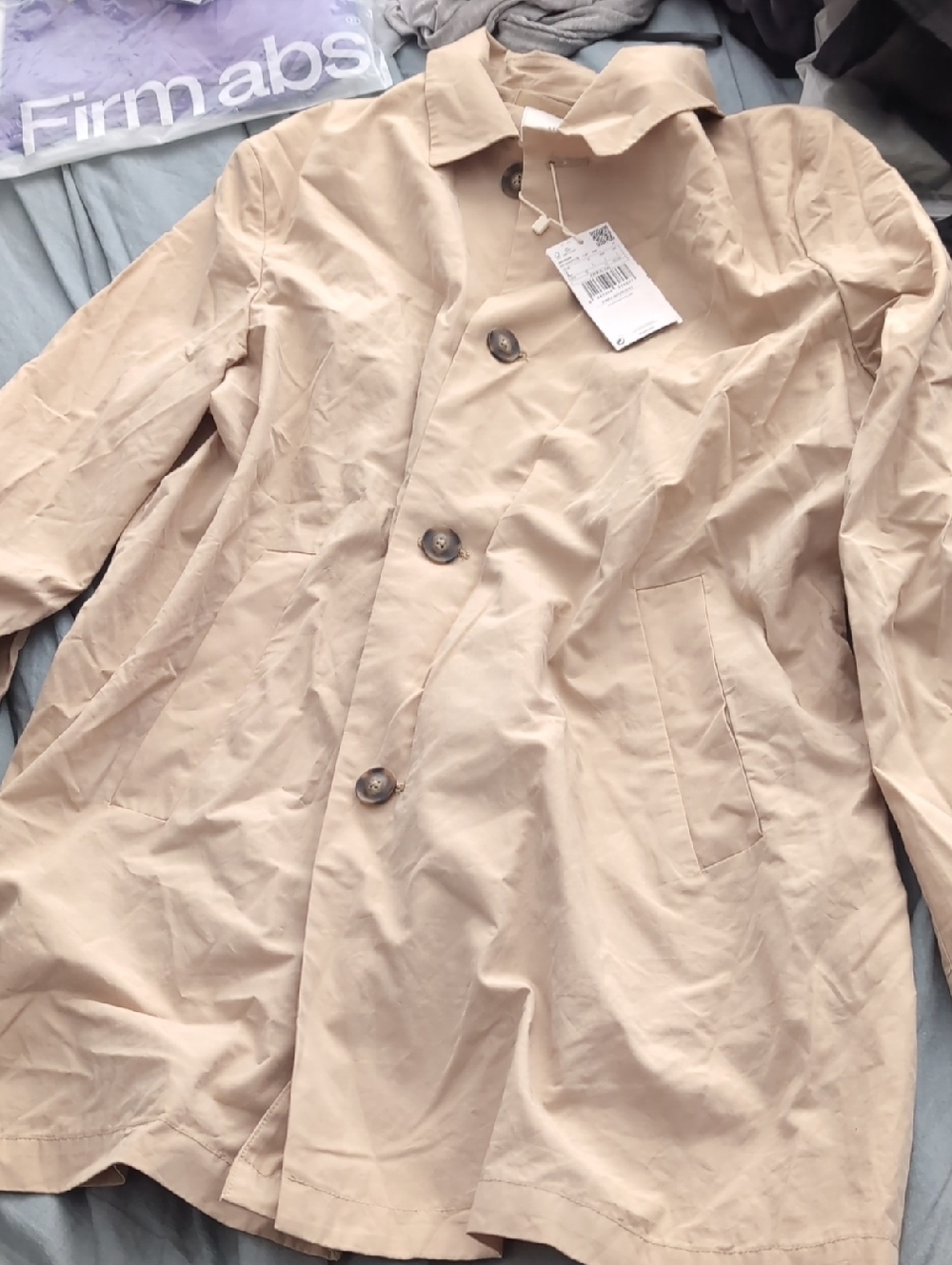 Mango Beige Single-Breasted Trench Coat- L